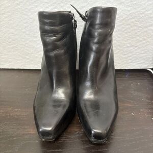 Via Spiga‎ Black Leather High Stiletto Heel Ankle Boots Booties 6.5